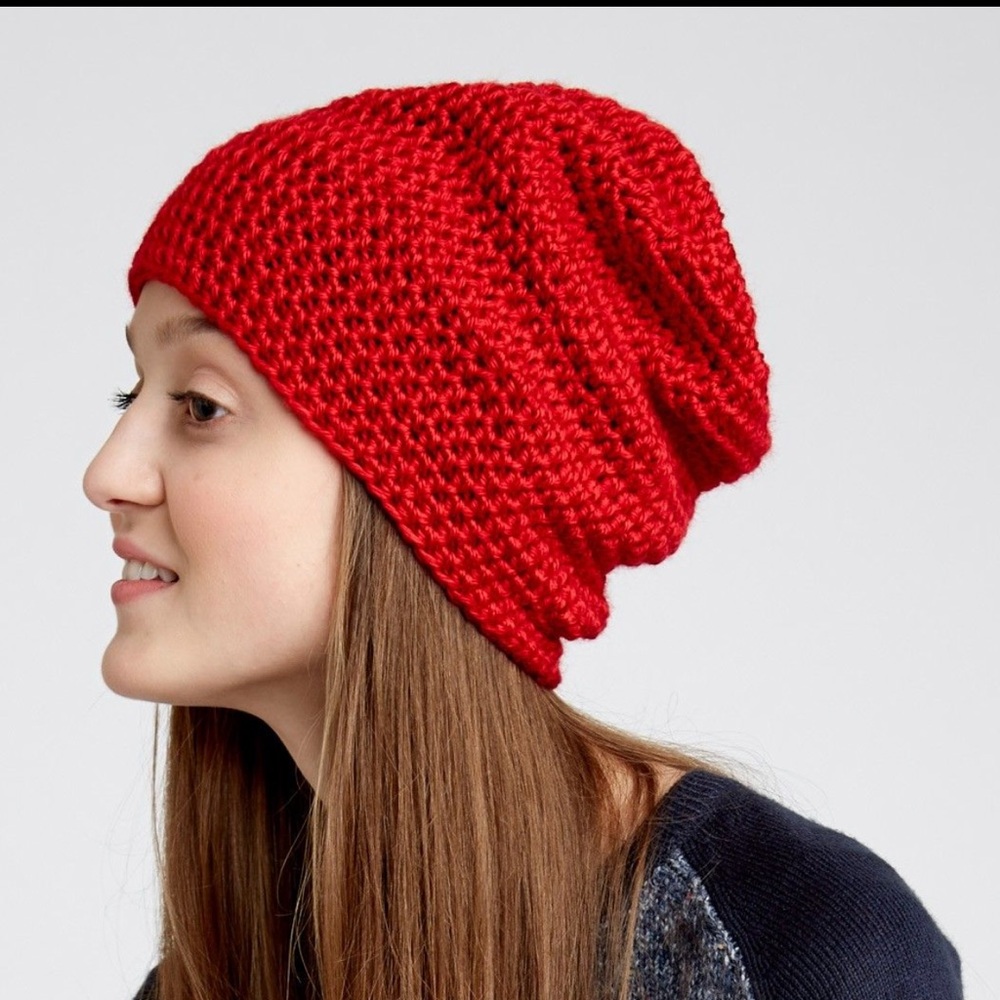 Crochet Red Slouchy Hat